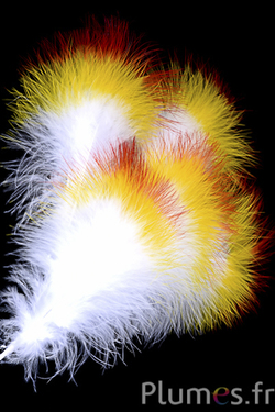 Plumet 3 plumes - hauteur 20 cm - blanc-jaune-rouge
